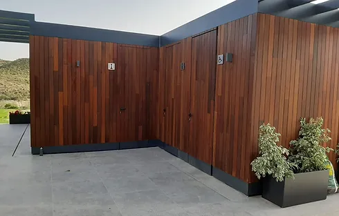 Detalle de una construcción modular para una cafetería